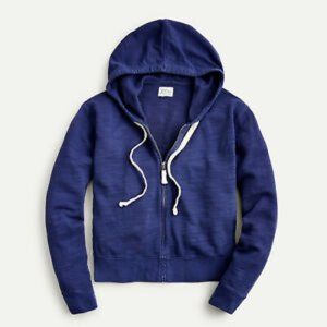 J.Crew Womens Hoodie Vintage Cotton Terry, M, Raw Indigo Blue
